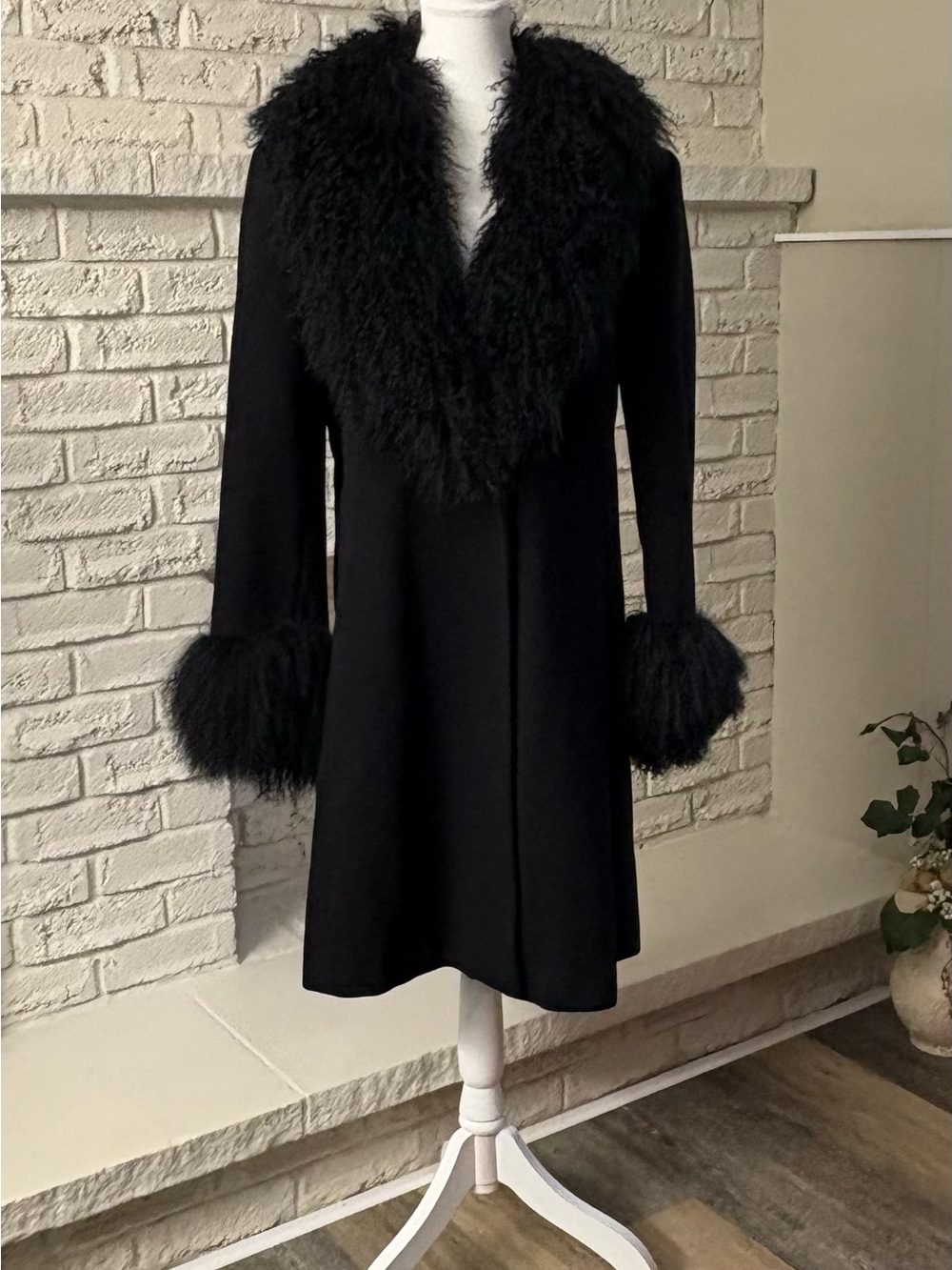 Vtg Marvin Richards Bloomingdales Wool Cashmere Fur Trim Coat 14 Penny Lane